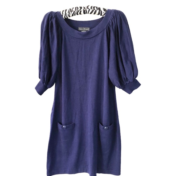 Jessica Howard Blue Knit Sweater Mini Dress Large - Picture 1 of 5